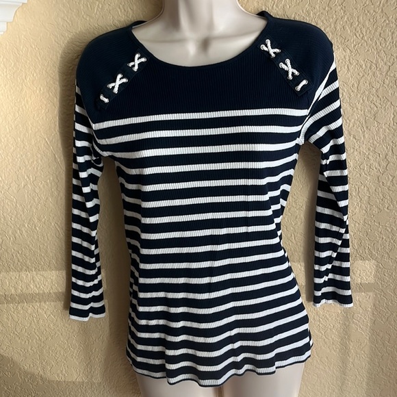 Lauren Ralph Lauren Tops - Lauren navy nautical striped top